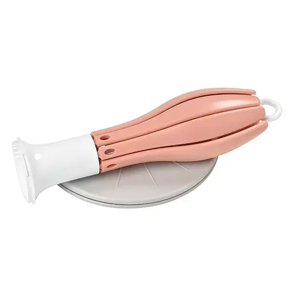Escorredor de mamadeiras Béaba, dobrável, com estampa de flores, rosa.