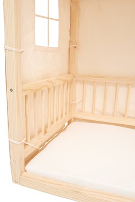 Minitude Nordic Mason Husseng 70x160 & BabyMatex Softi Plus Madrass + Sengehimmel, Natur