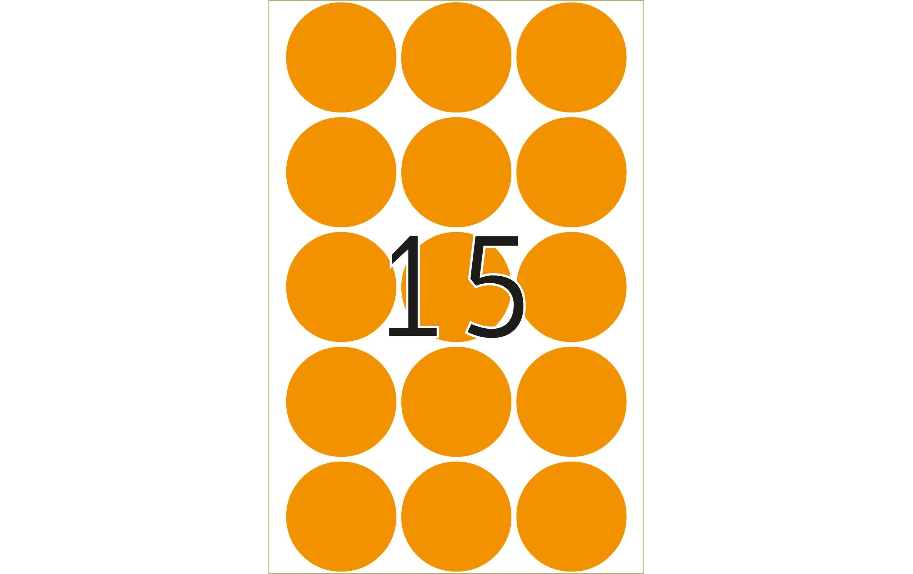 Vielzweck-Etiketten 2274 Leuchtorange Ø 32 mm, 24 BlattSelbstklebende Markierungspunkte