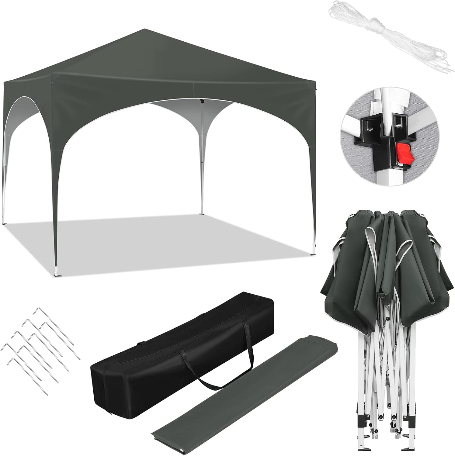 WOLTU Pavillon, Faltpavillon 3x3 m, mit 4 Seitenwänden, Partyzelt wasserabweisend UV-Schutz 50+, höhenverstellbarer Gartenpavillon, mit Tragetasche, für Outdoor Garten Camping Grau