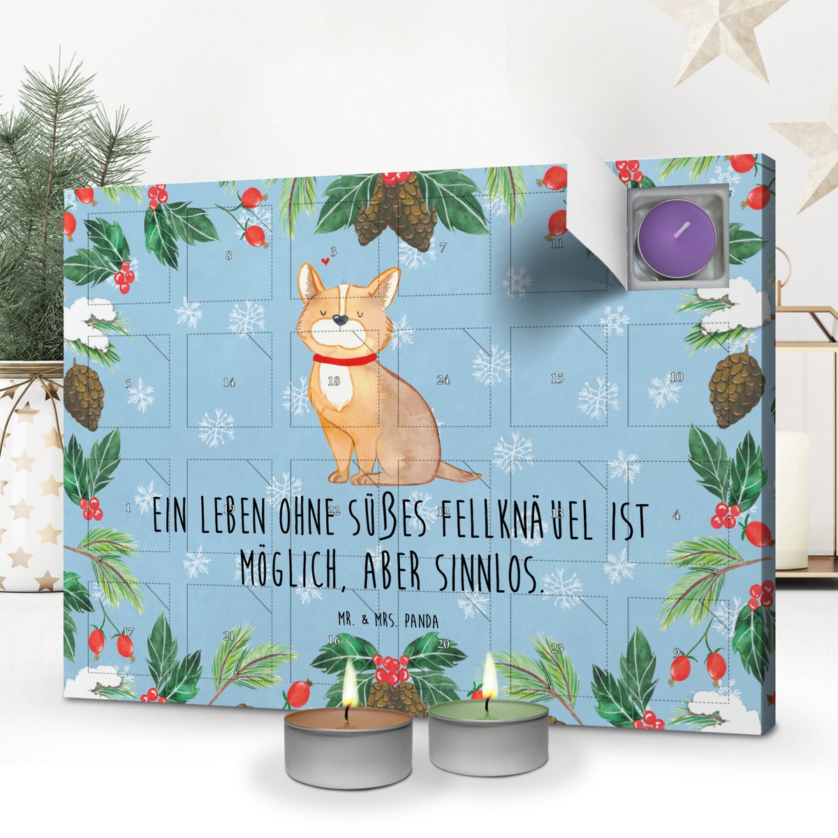 Mr. & Mrs. Panda Geurkaars Adventskalender Hondengeluk - Pastelblauw
