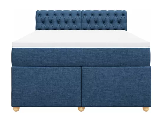 Sommier à lattes de lit avec matelas Bleu 160x200 cm Tissu