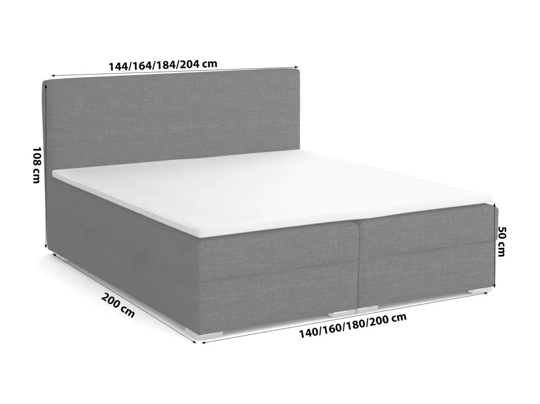 LIT BOXSPRING coffre de lit Laval 180x200 cm, Lux 23 (Noir)