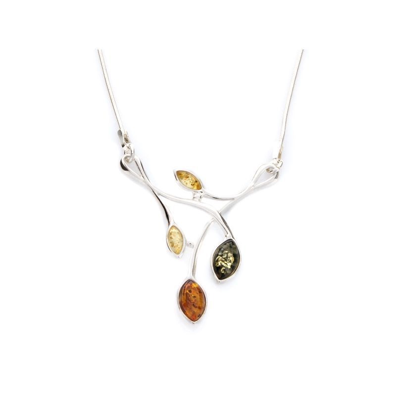 Collier argent 925 Ambre veritable de la mer Baltique