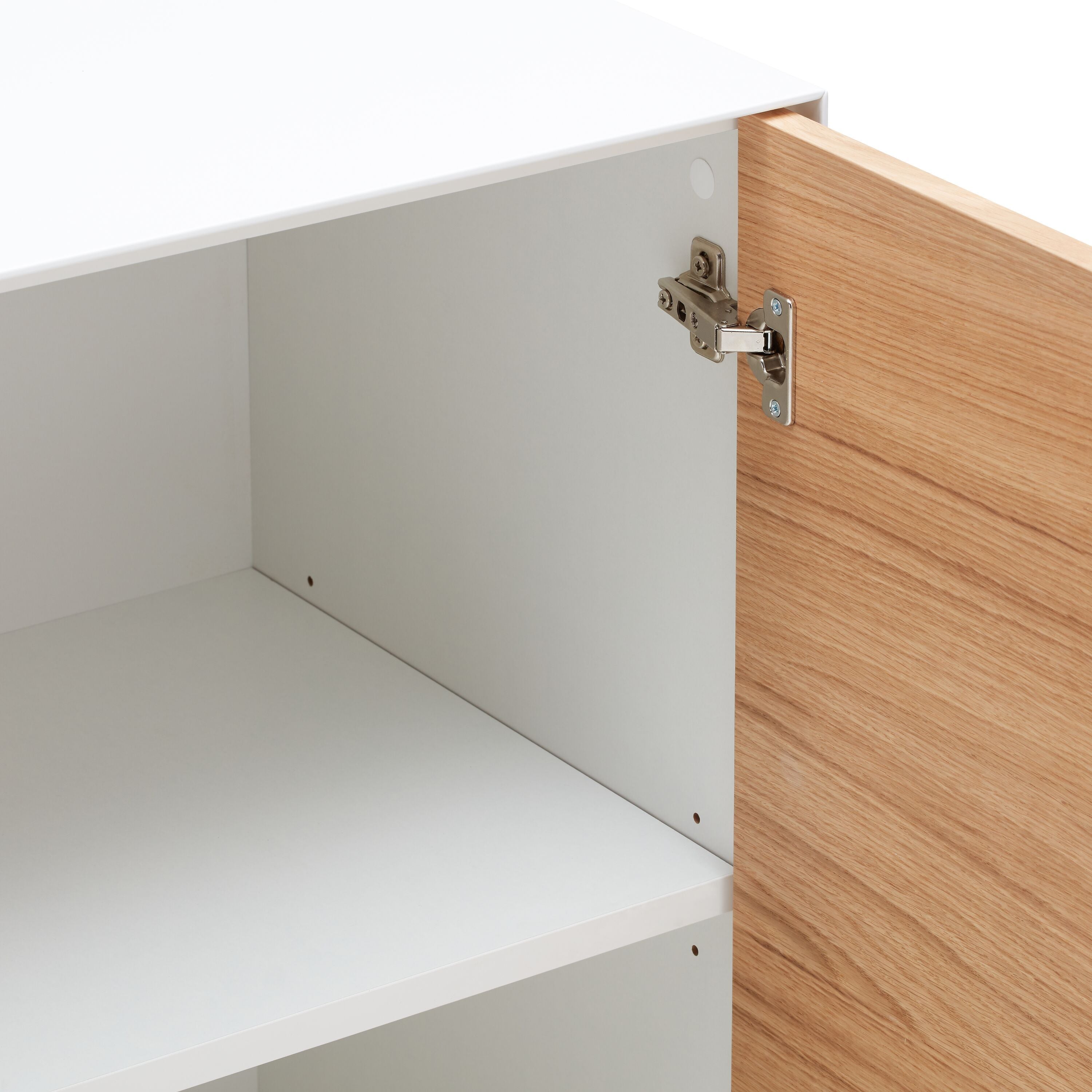 LUX Sideboard - Weiss / Eiche / B: 180.0 cm x T: 46.0 cm x H: 74.5 cm