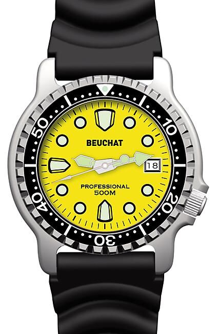 BEUCHAT MONTRE - MONTRE LUMITECH 500M QUARTZ BRACELET CAOUTCHOUC