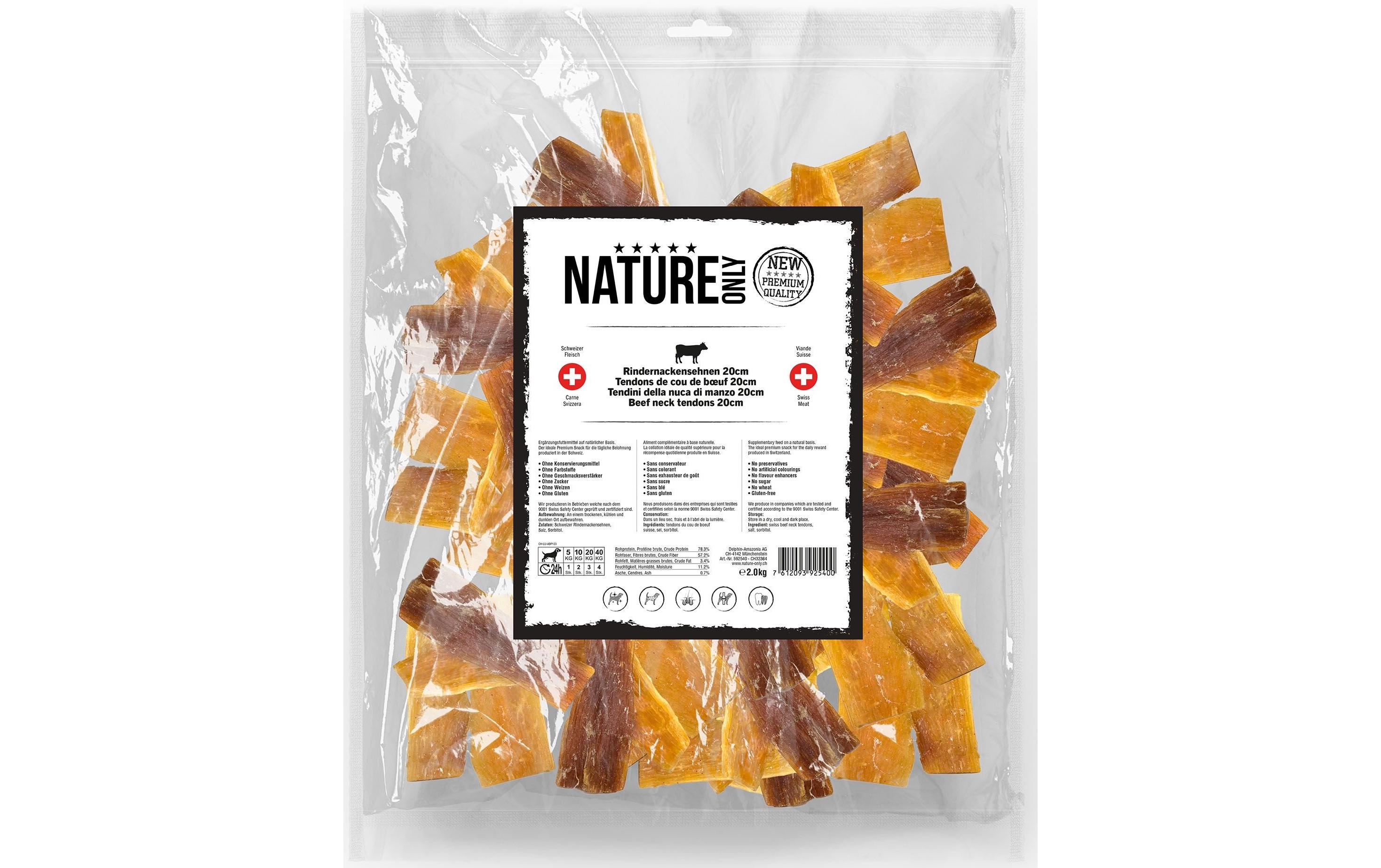 Kausnack Rindernackensehnen 20 cm, 2 kgHundesnack für zwischendurch
