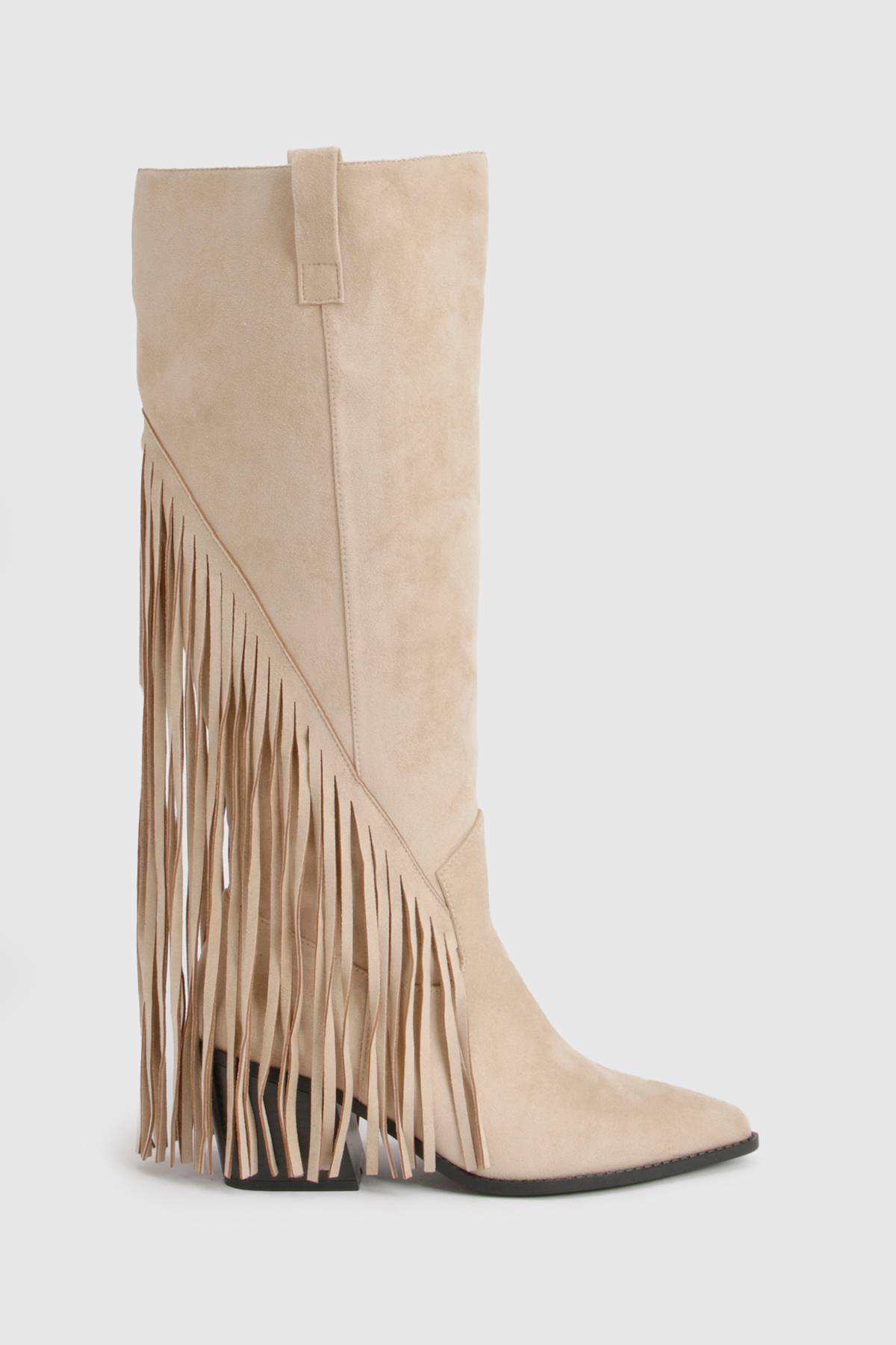 boohoo Bottes De Cowboy Western À Pompons Coupe Large