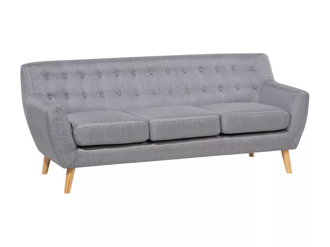 Canapé 3 places en tissu gris clair MOTALA