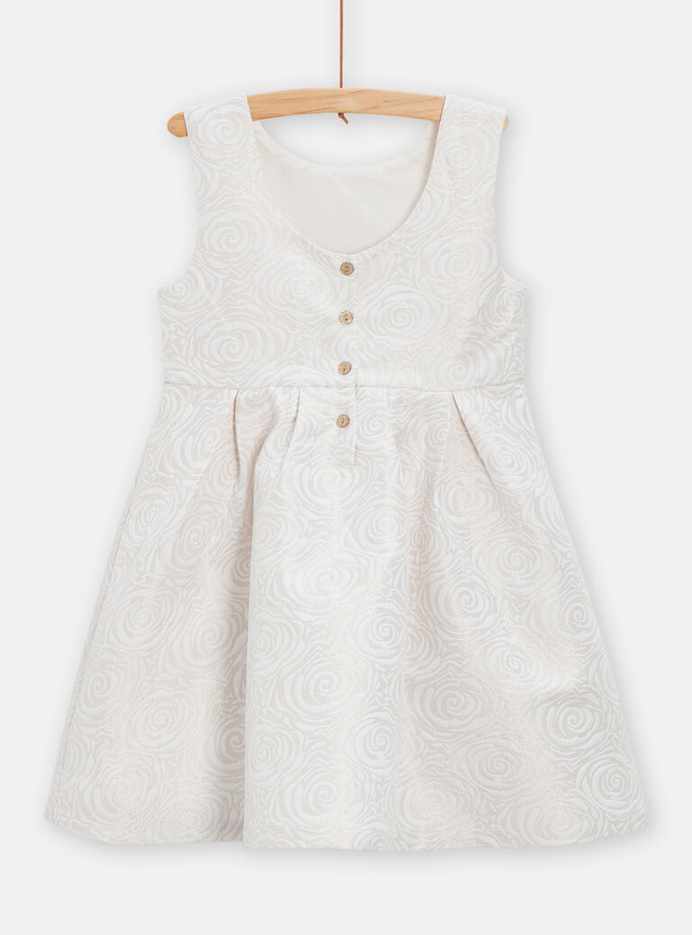 Robe motif fleurs en relief écru pour fille