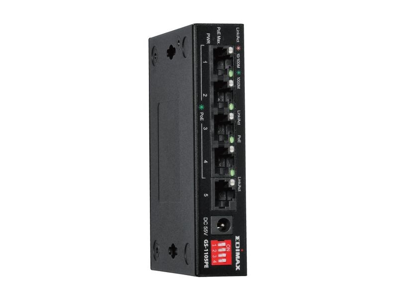 Edimax PoE  Switch GS-1105PE 5 Port 5-Port Gigabit PoE -Switch für Langstrecken mit 4 PoE -Ports und DIP-Schalter
