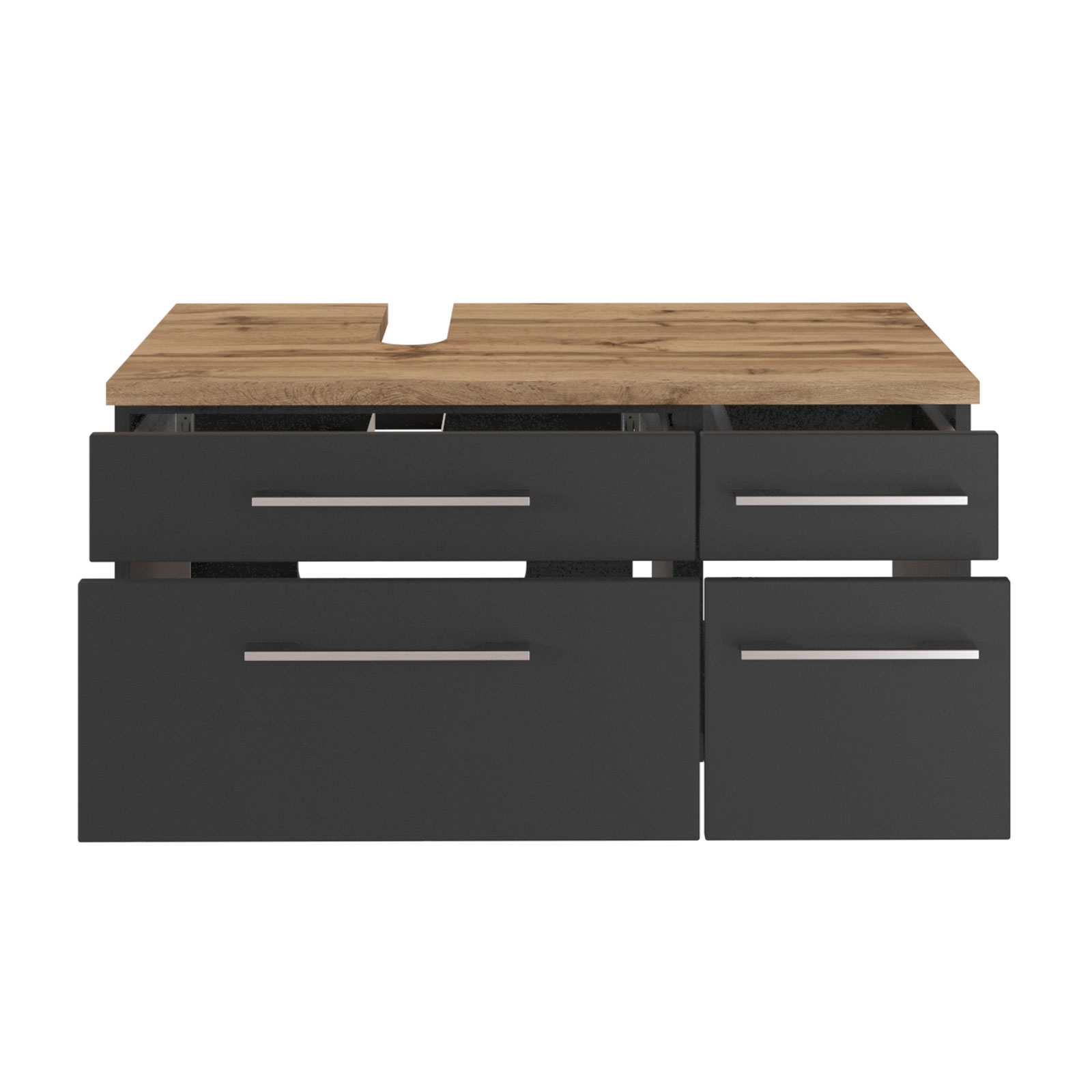 3-teiliges Badmöbel-SetDAVOS - grau - 90 cm breit - Becken links