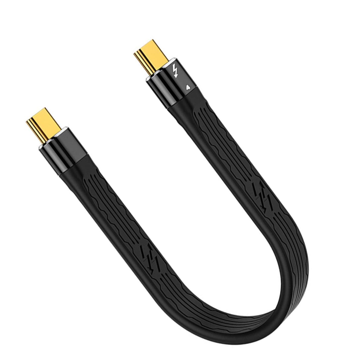 NÖRDIC kort flatkabel Thunderbolt 4 14cm 40Gbps data 8K video PD 100W kompatibel med TB3 og USB4