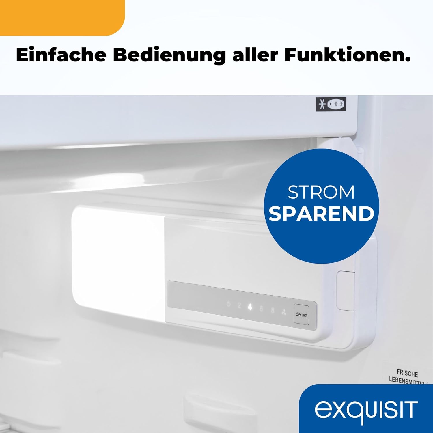 Exquisit Einbaukühlschrank mit Gefrierfach | 119 l Nutzinhalt, Energieklasse E, 40 dB(A) | kompakte Bauform, 4-Sterne-Gefrierfach, LED-Beleuchtung, elektronische Regelung | EKS5131-4-FE-090E