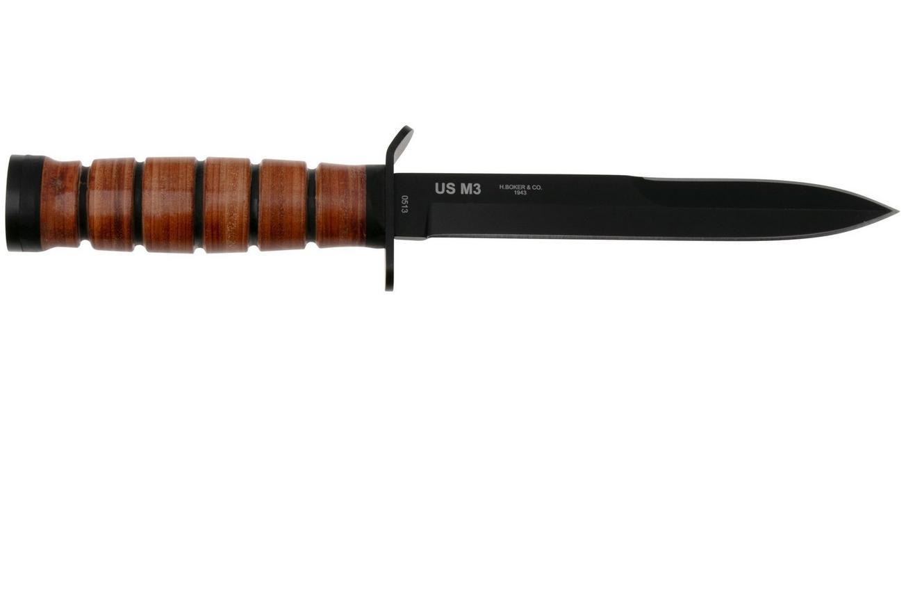 Böker Plus M3 Trench Knife 2.1 02BO119 Black 1095, Leather, vaststaand mes