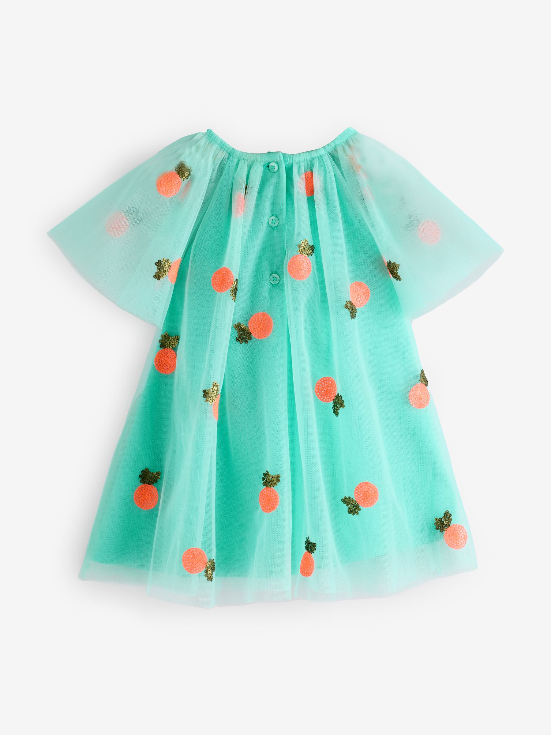 Aquablauw - Mesh jurk met pailletten (3 mnd - 8 jr)
