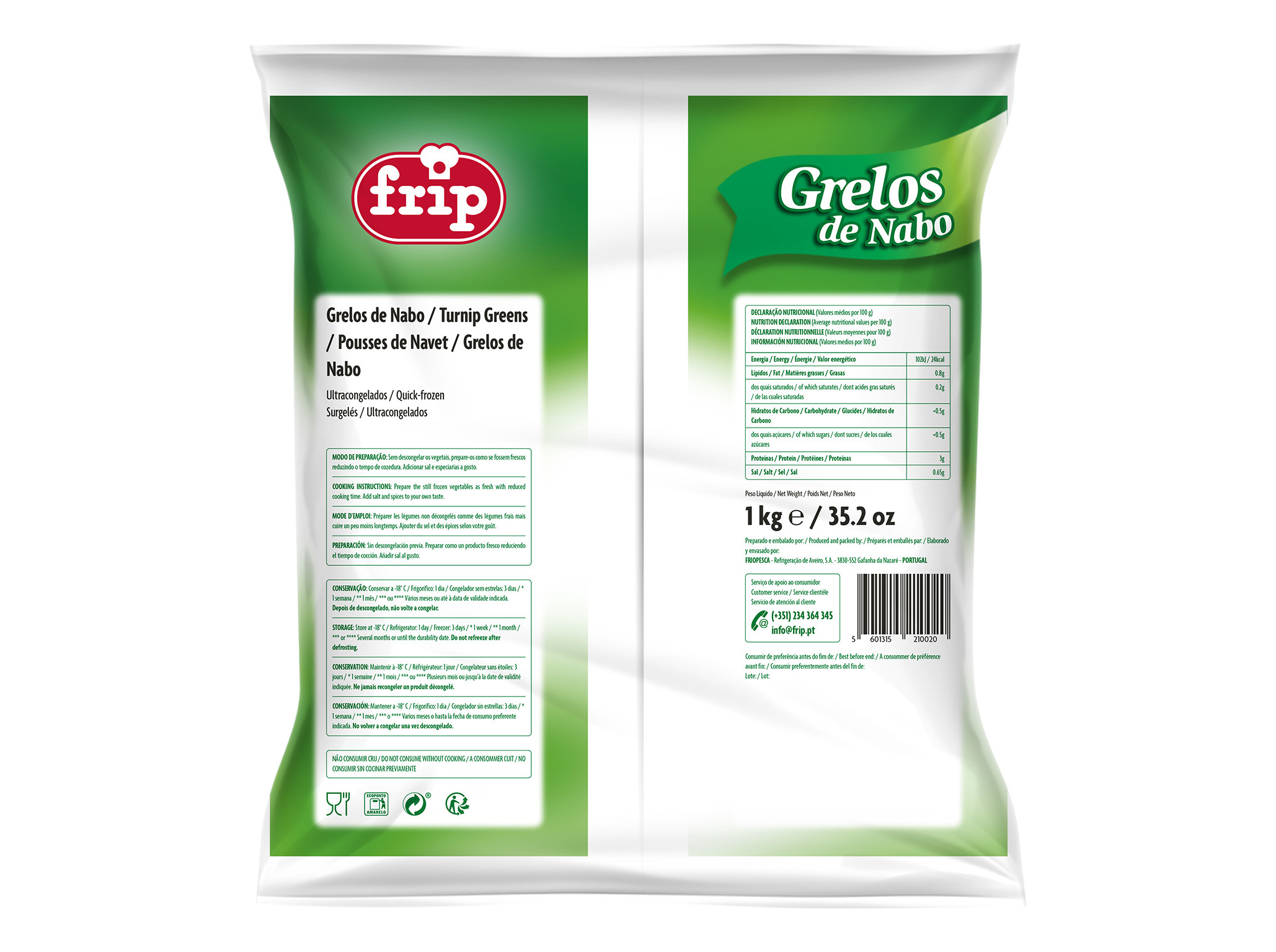 GRELOS NABO FRIP EM FOLHAS 1KG