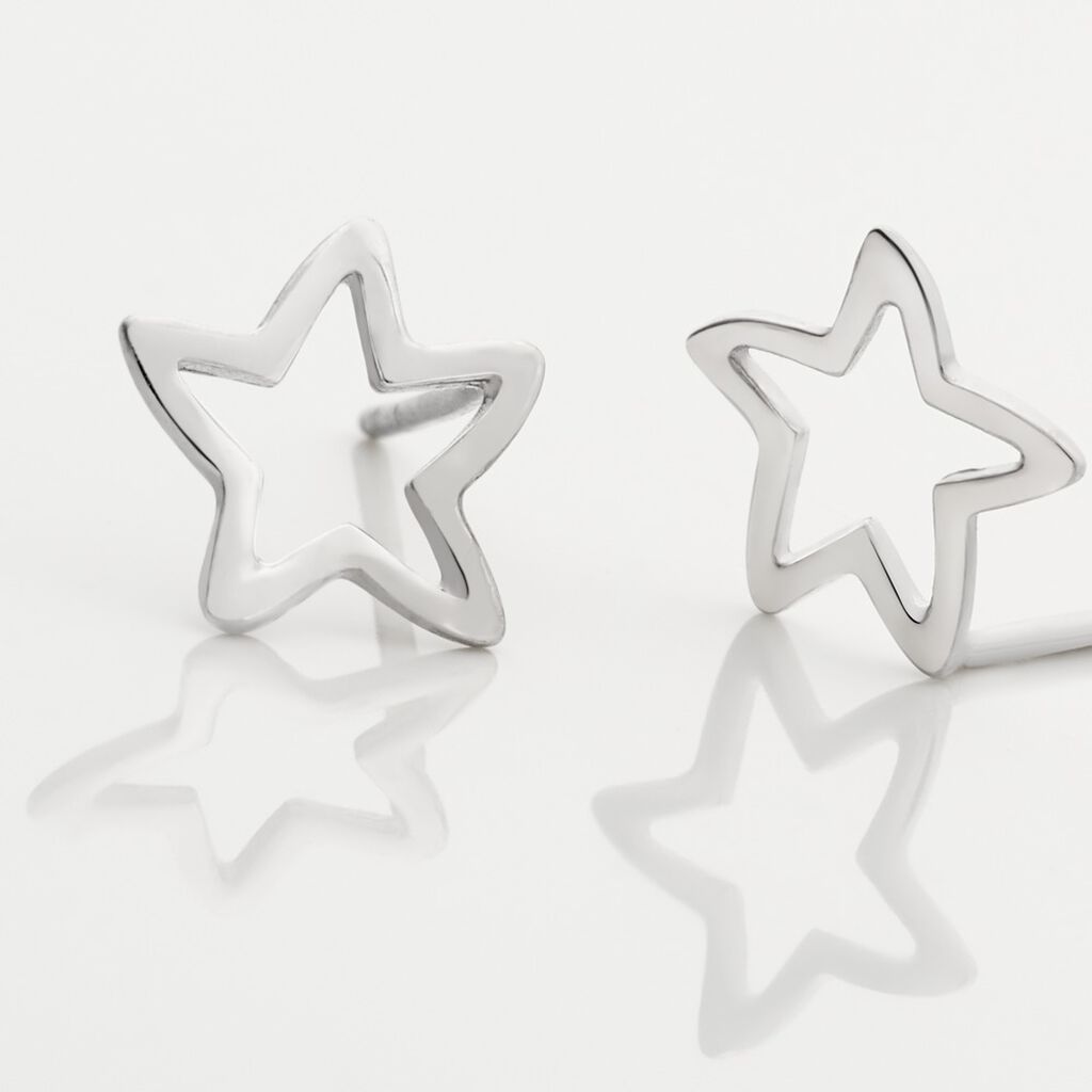 Boucles D'oreilles Puces Alphonsine Etoile De Mer Or Blanc