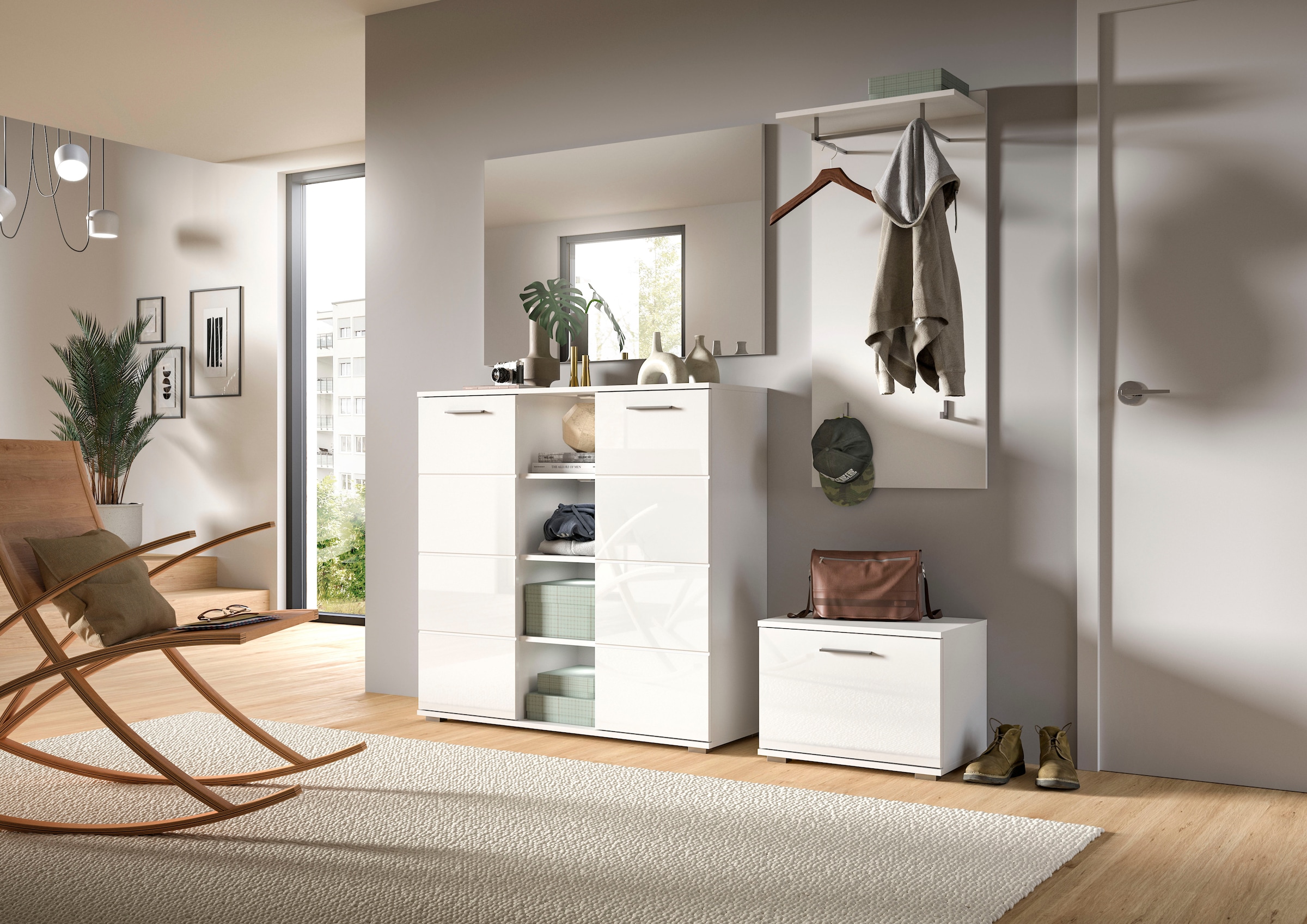 INOSIGN Garderoben-Set »Valge, Breite 55cm, 2-tlg. Set, best. aus: Sitzbank & Garderobenpaneel« 2 Stk. tlg.