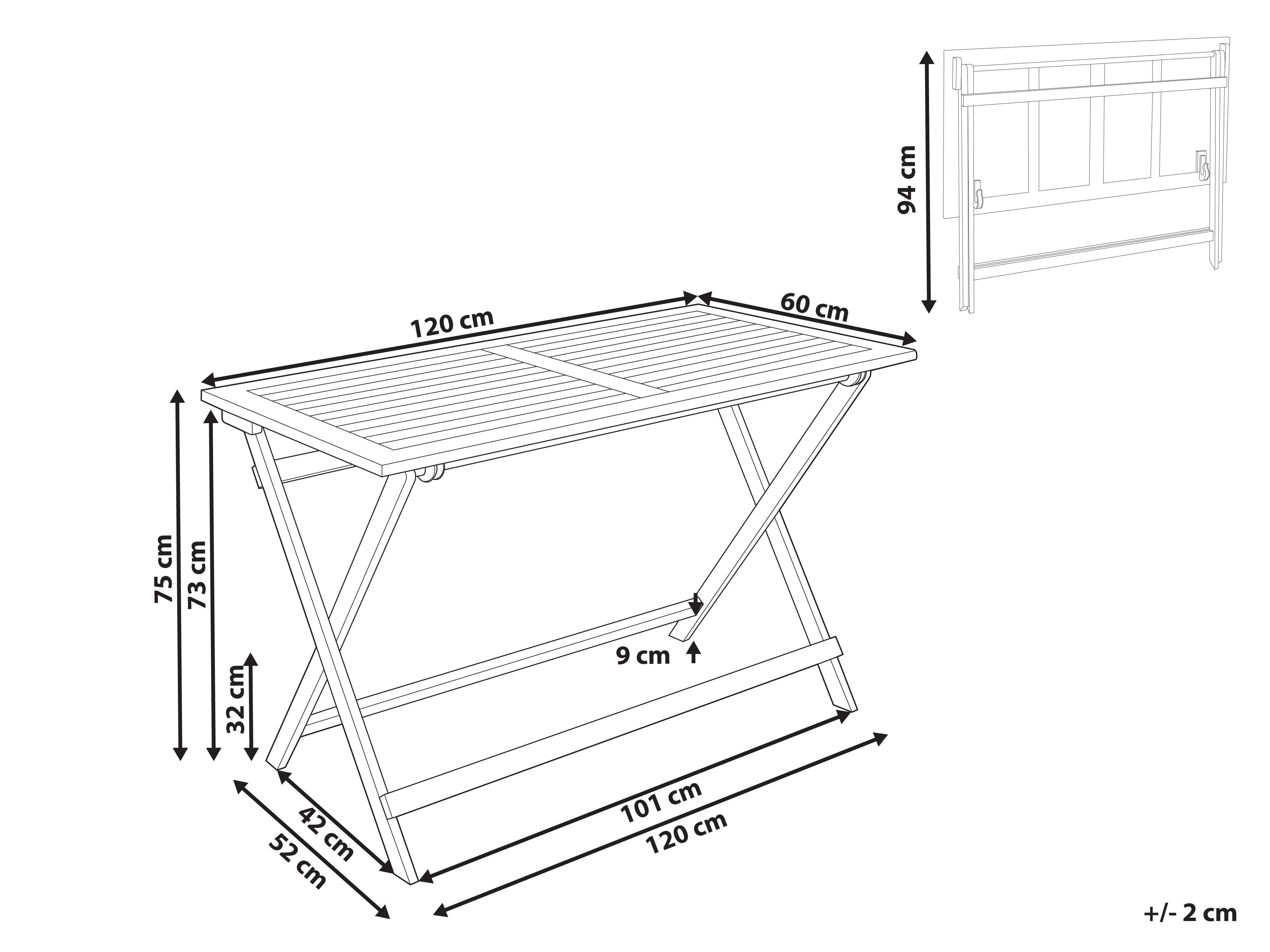 Tuin eettafel PROSSEDI 120 cm 60 cm Acaciahout Bruin