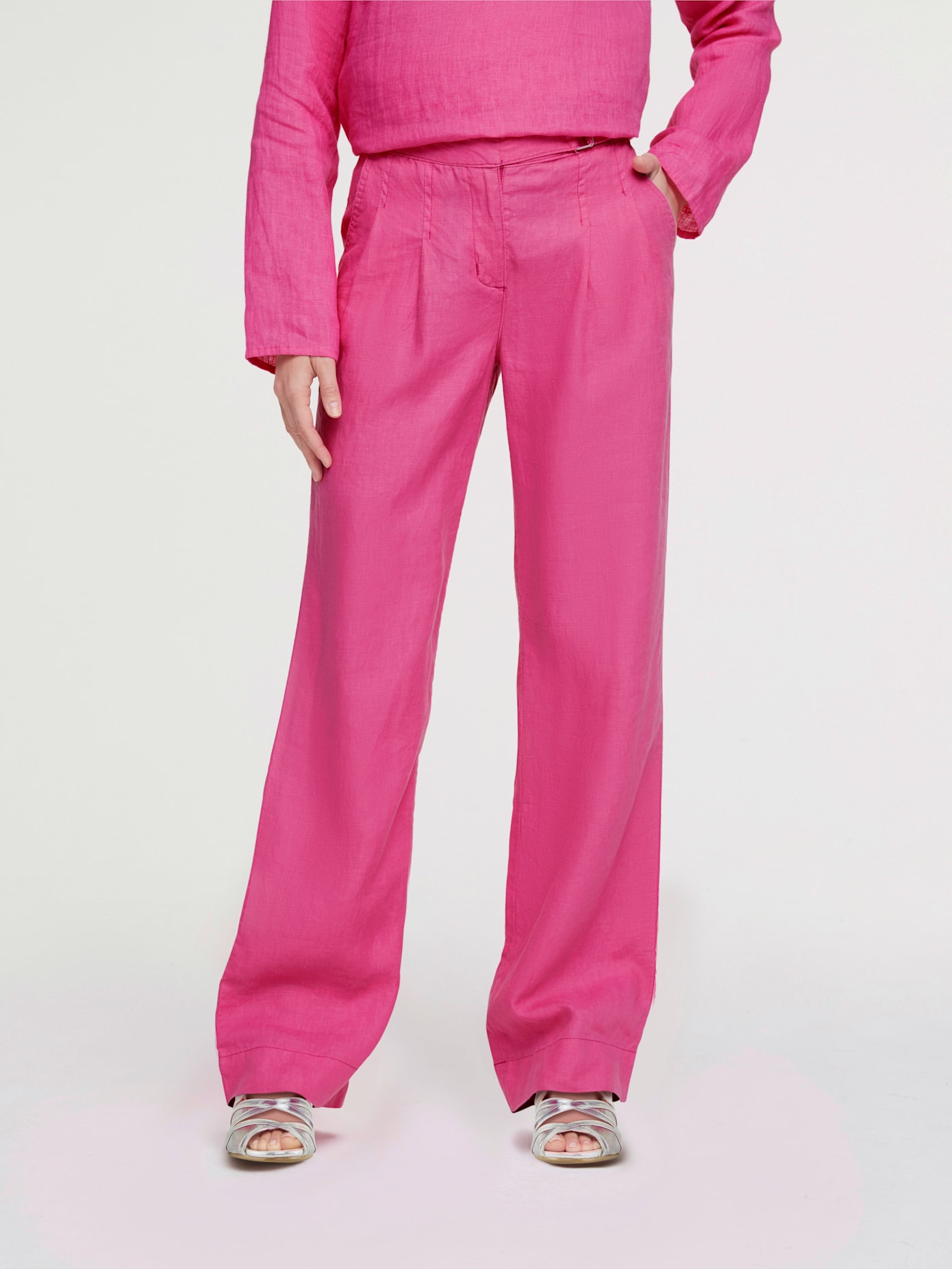 Pantalon en lin jambes larges