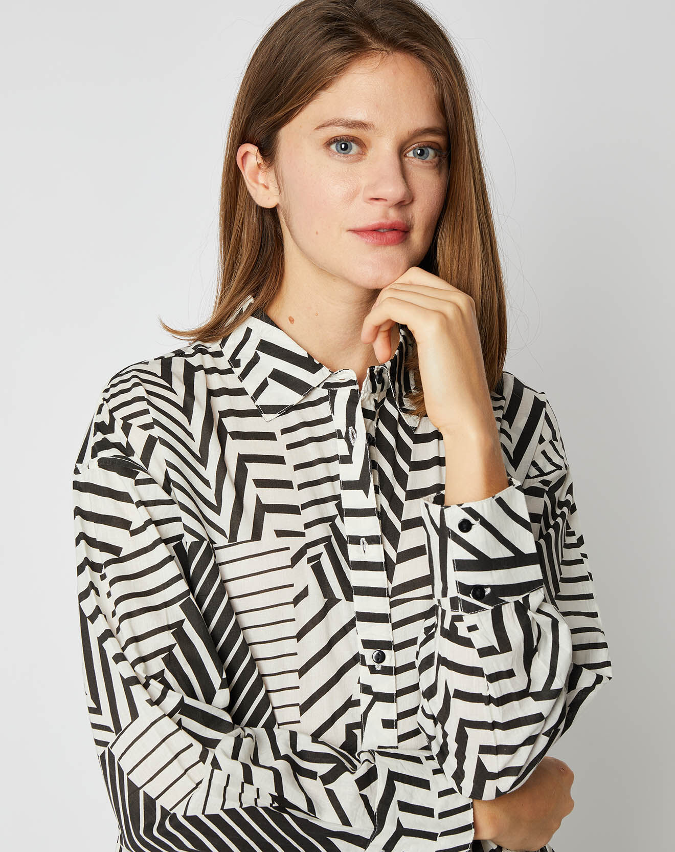 An'ge Chemise en Coton Frédérique zenya à motifs noir/blanc