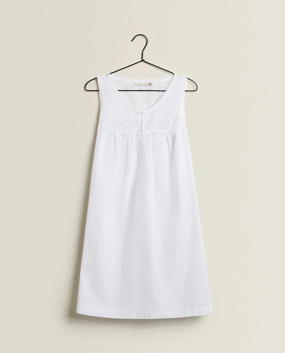 Camisola de algodão bordada