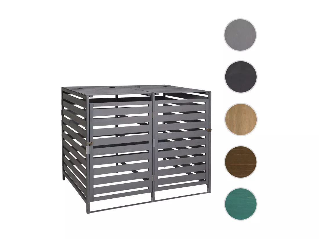 Cache-poubelle MCW-H62 pour 2 ou 4 poubelles, gris clair