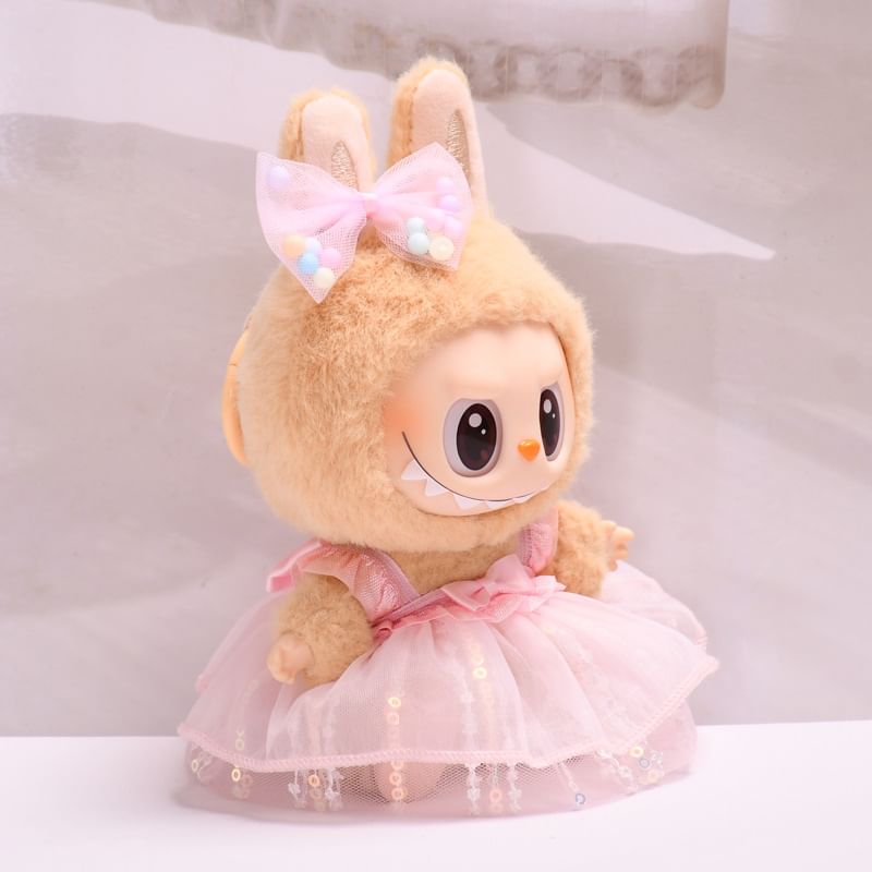 Masoom - Set: Strikdetail Prinsessenjurk Poppenkleding + Haarspeld - 17cm