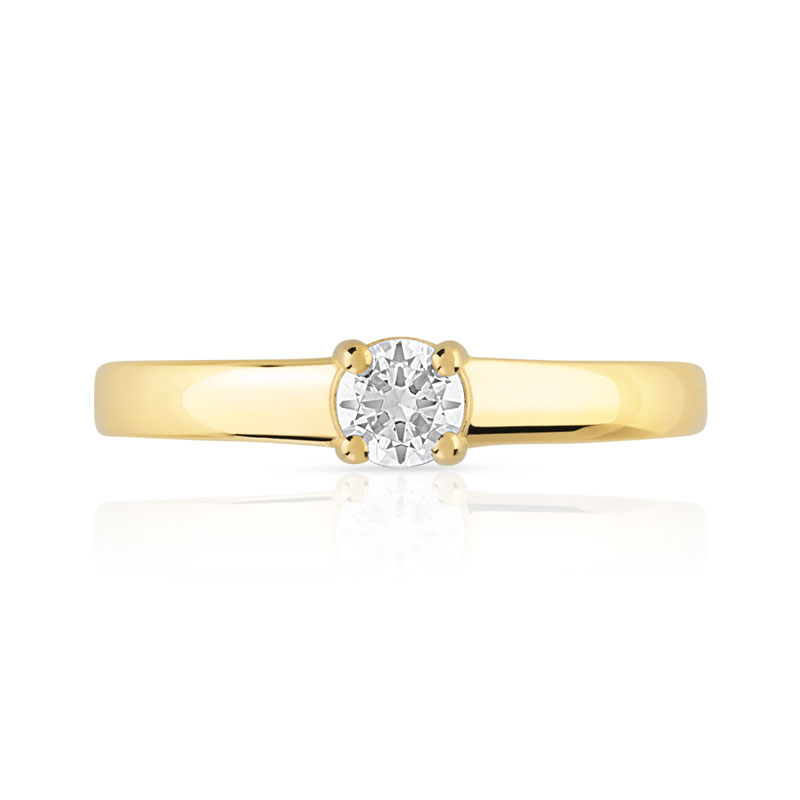 Bague solitaire or 750 jaune diamant 30/100e de carat