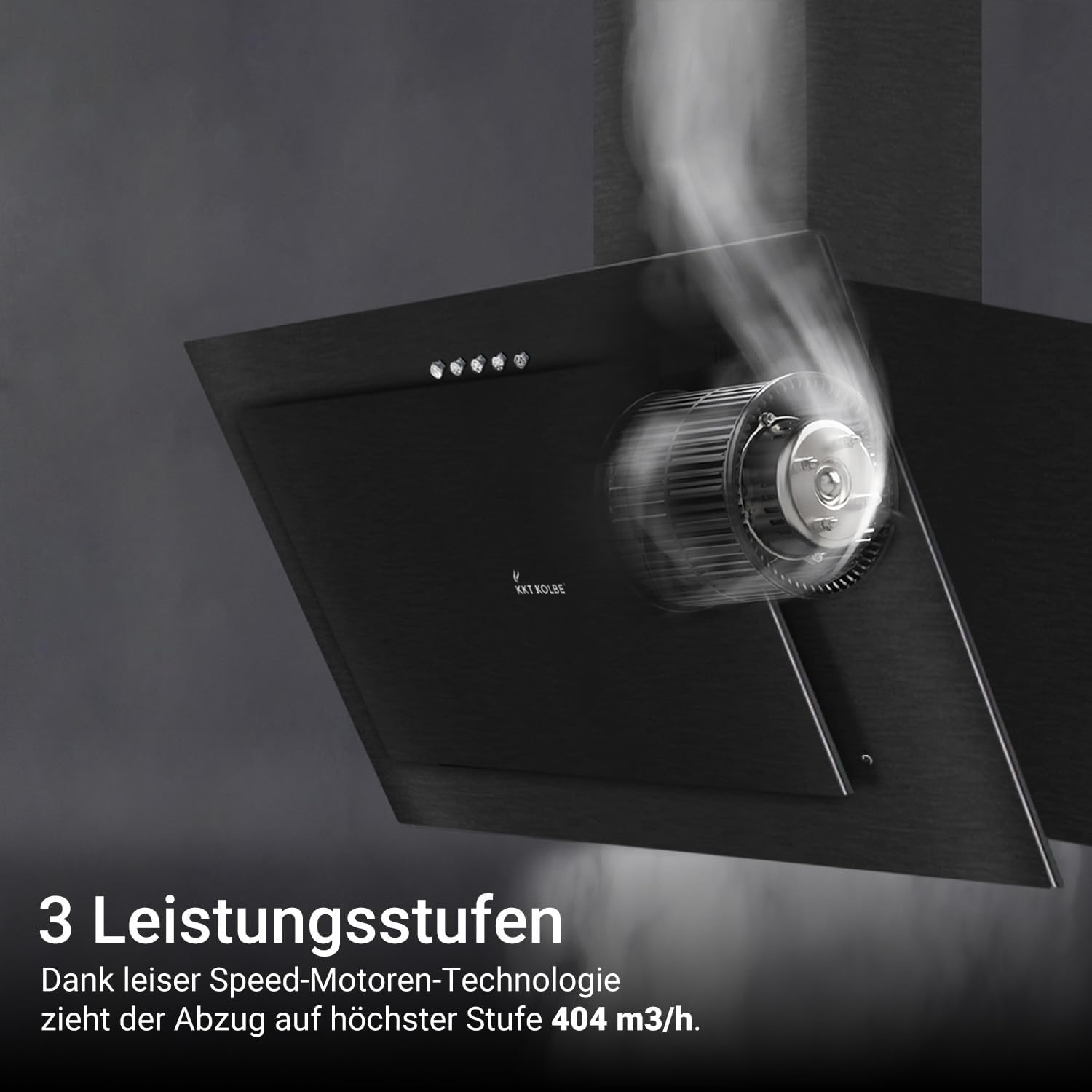 KKT KOLBE A+++ Dunstabzugshaube 60 cm | Umluft Abluft | Kopffrei | Wandhaube | Schwarz Stahl | LED-Beleuchtung | 3 Gebläsestufen | inkl Aktivkohlefilter | VTH6004S