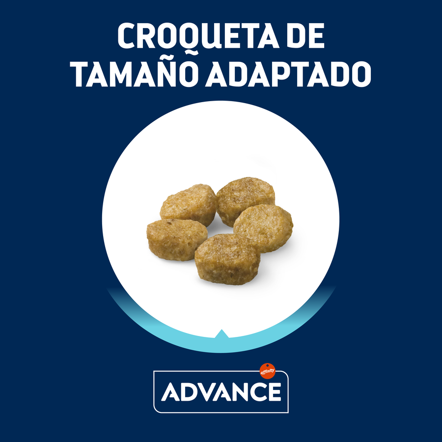 1,5 kg de alimento para gatos Advance, esterilizado e livre de bolas de pelo, com peru e cevada.