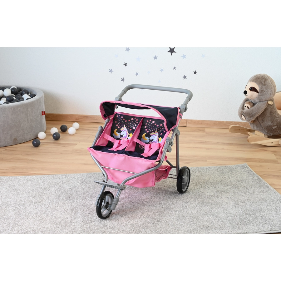 knorr toys® Zwillingspuppenwagen Duo - Magic Unicorn blau