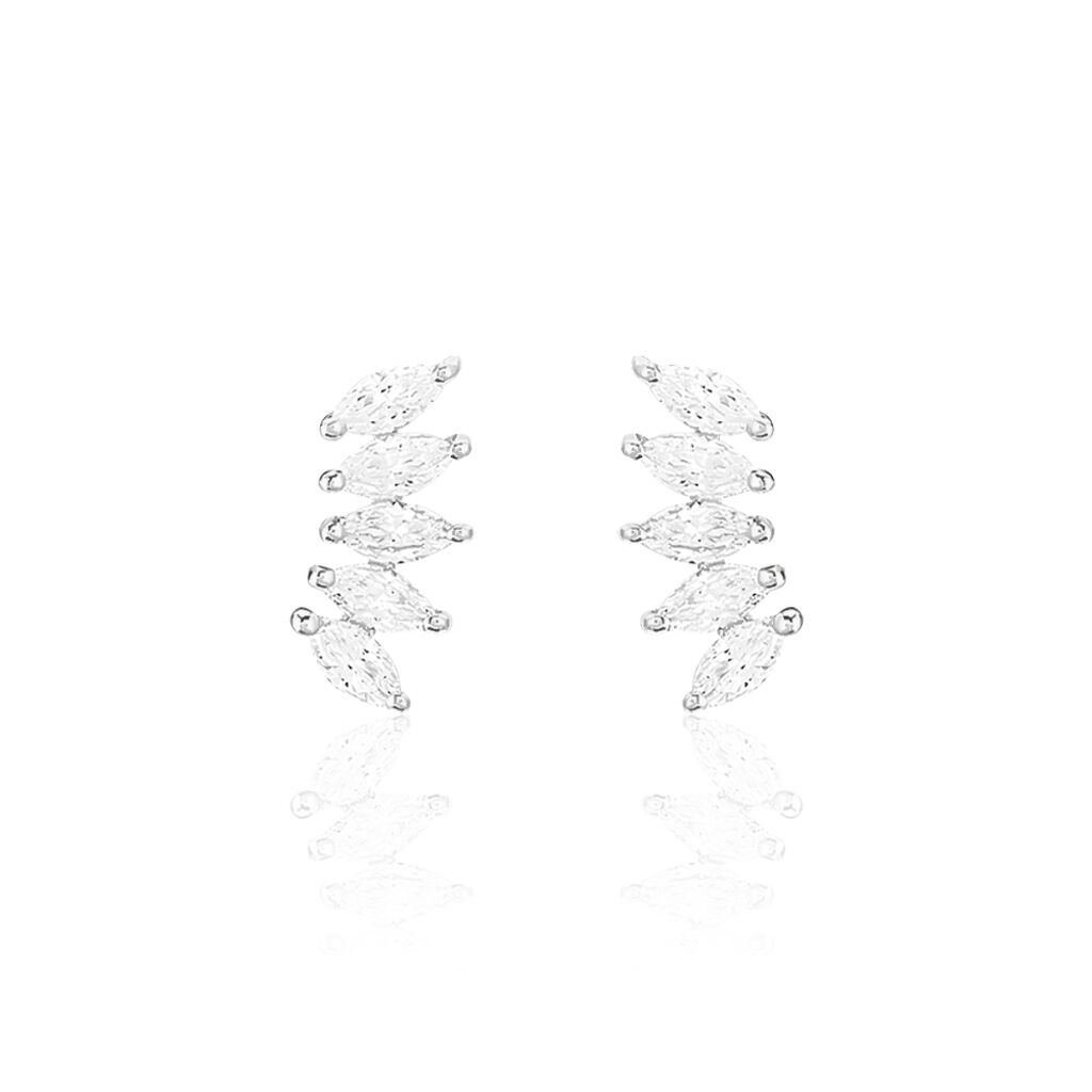 Bijoux D'oreilles Edma Or Blanc Oxyde De Zirconium