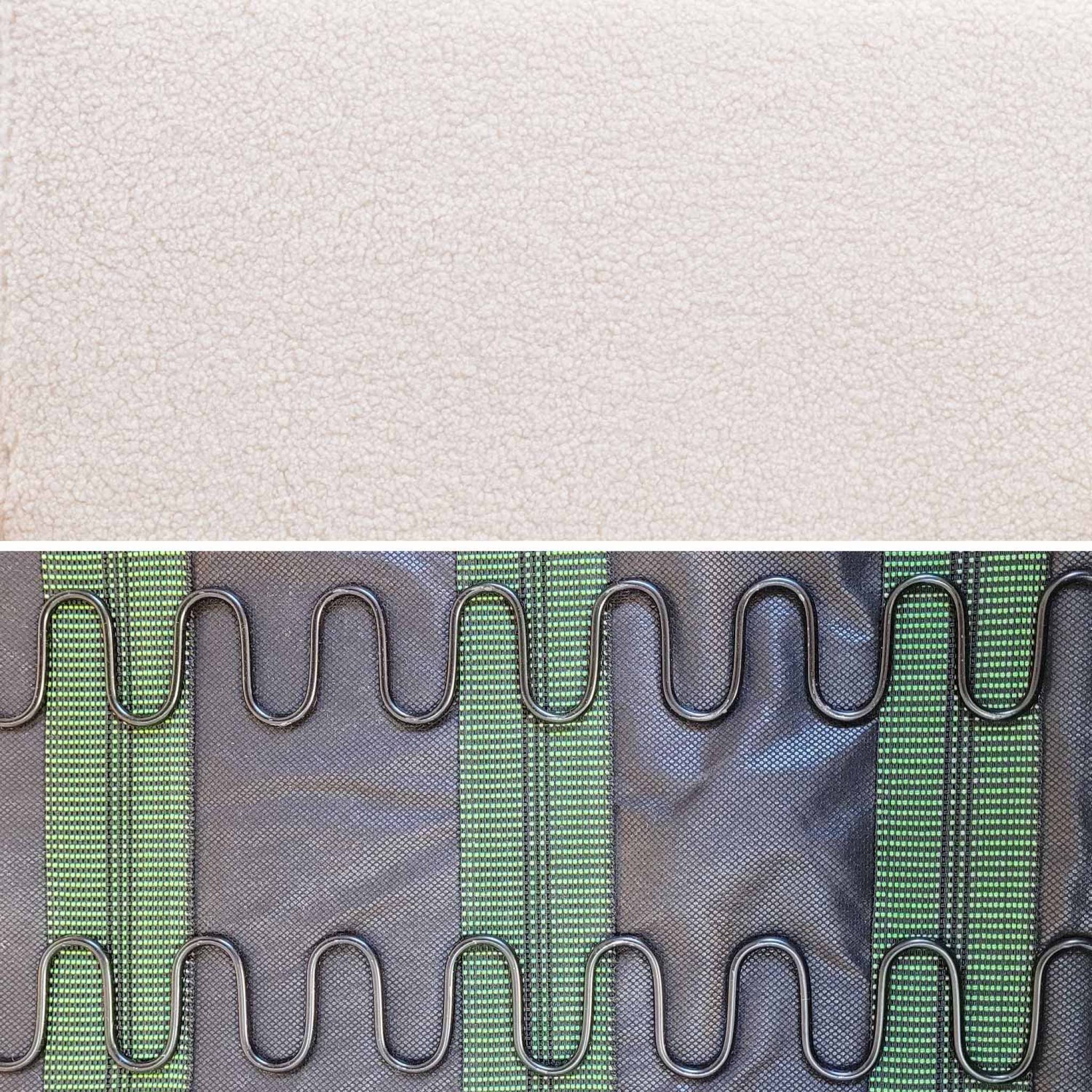 Banquette canapé en bois et tissu bouclette. Isak. L 114 x p 69.5 x h 73cm
