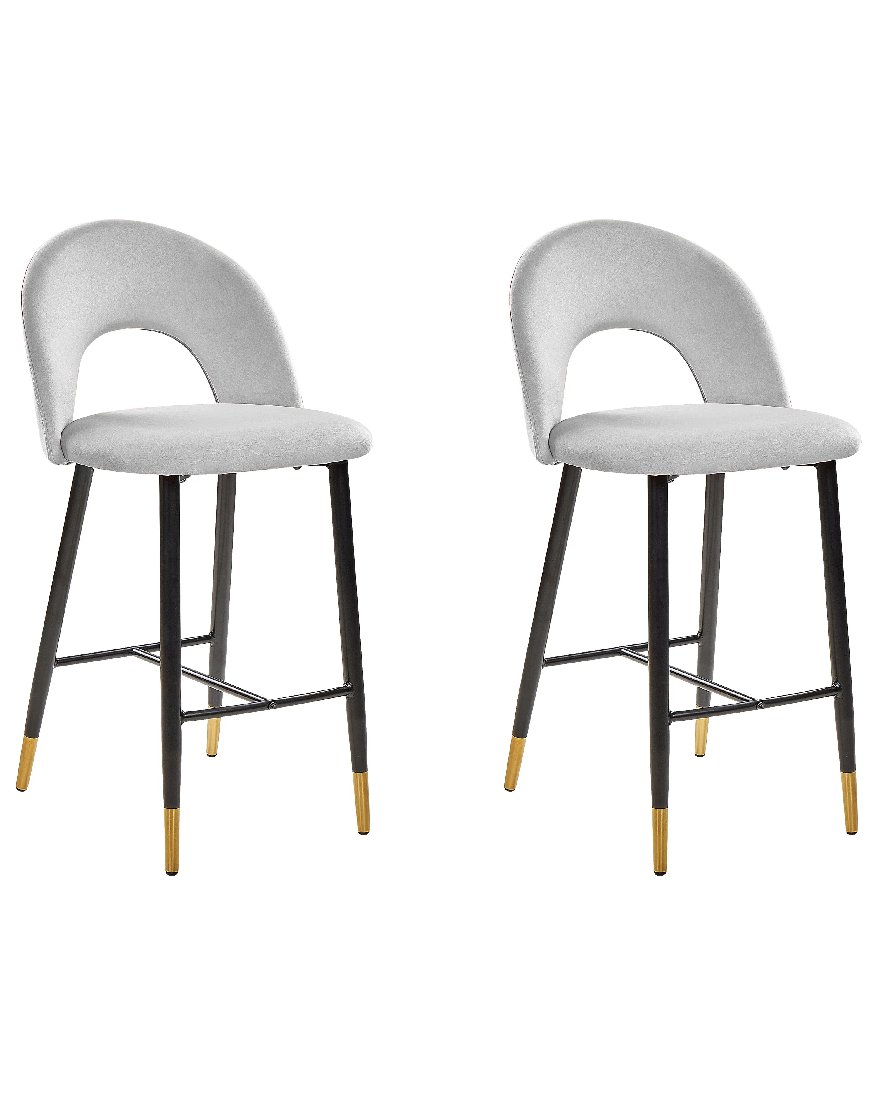 Set van 2 barstoelen FALTON Fluweel Grijs