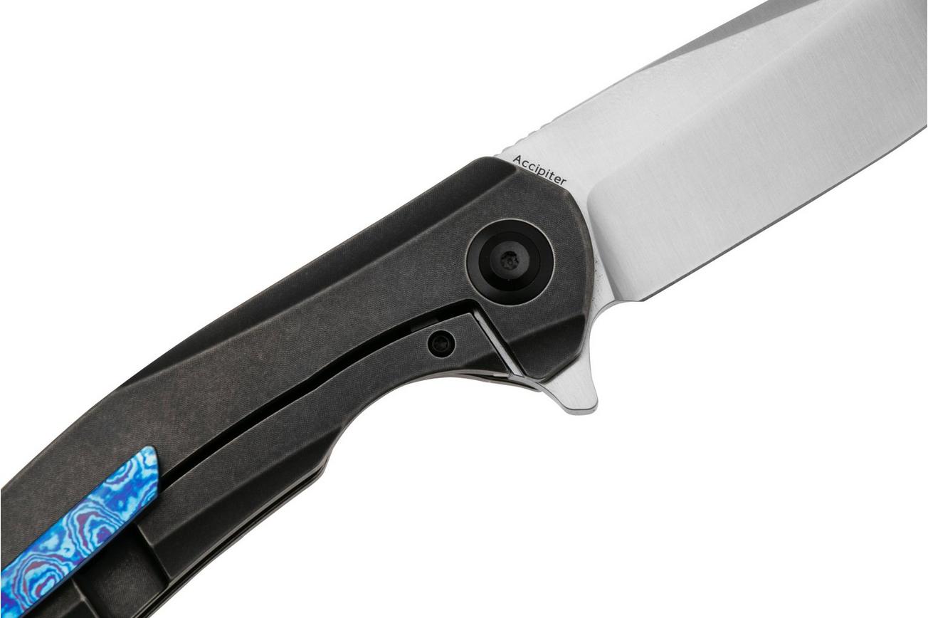 Kansept Accipiter K1007E3 Satin CPM S35VN, Blackwashed Titanium, Timascus Inlay, zakmes, Kim Ning design