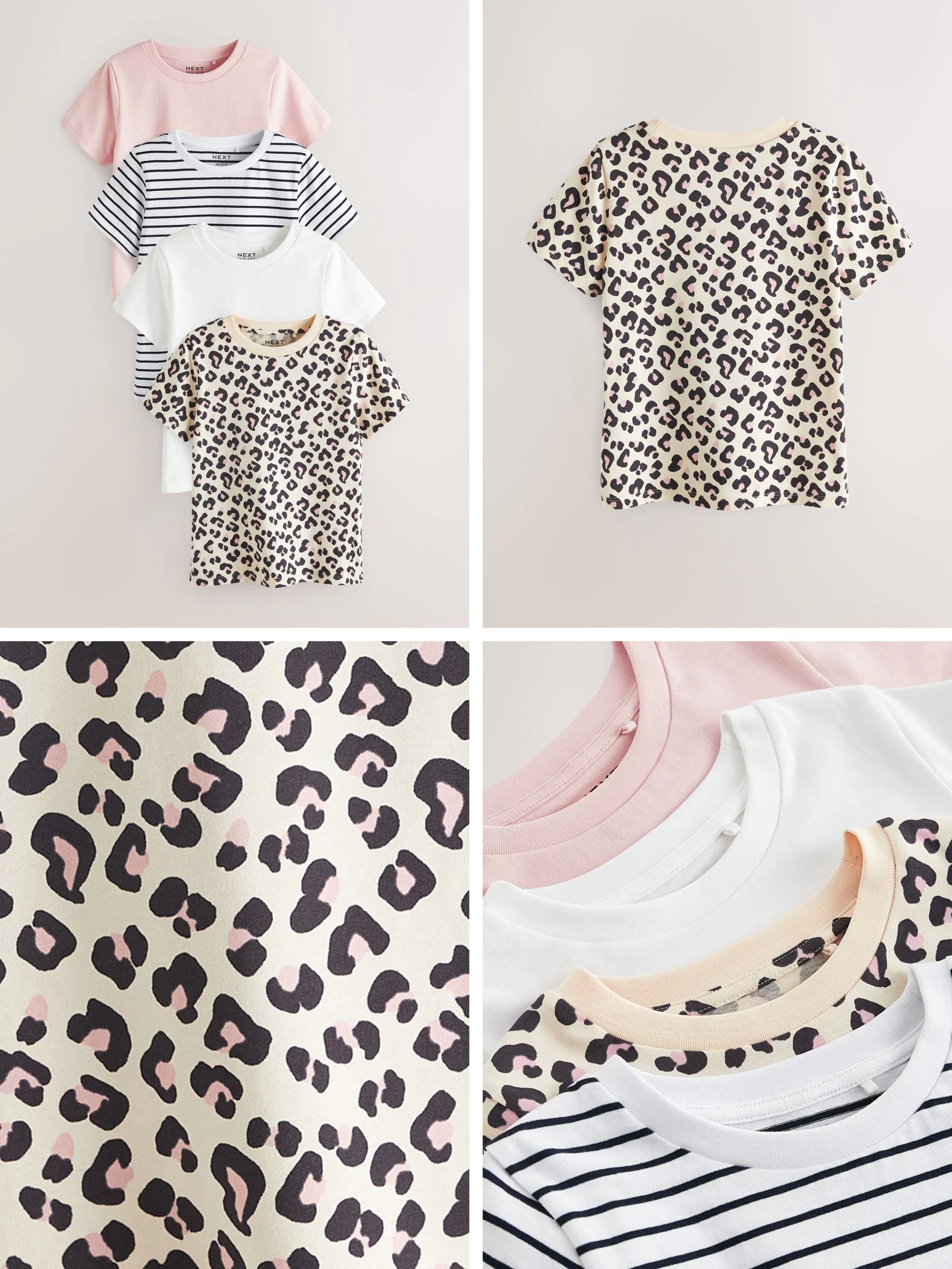 Roze/gestreept/met dierenprint - T-shirts 4 Pack (3-16jr)