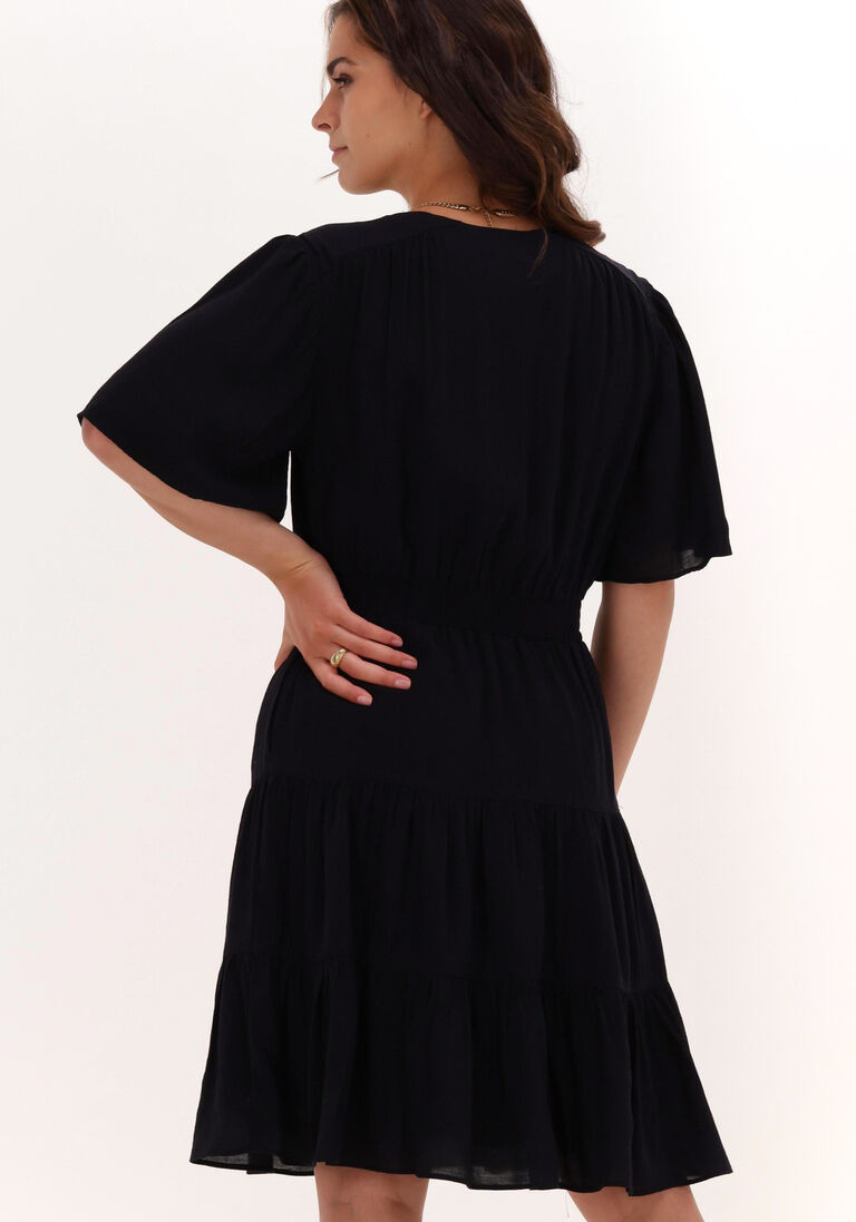 SCOTCH & SODA zwarte scotch & soda mini jurk midi-length paneled dress with gathering details