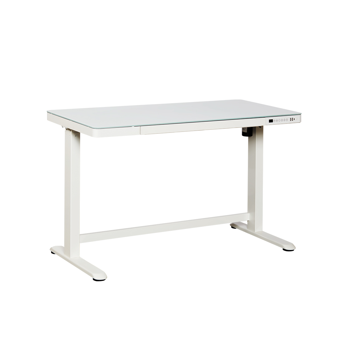 CONTINI höhenverstellbarer Bürotisch 120 x 60 cm weiss, Glasoberfläche