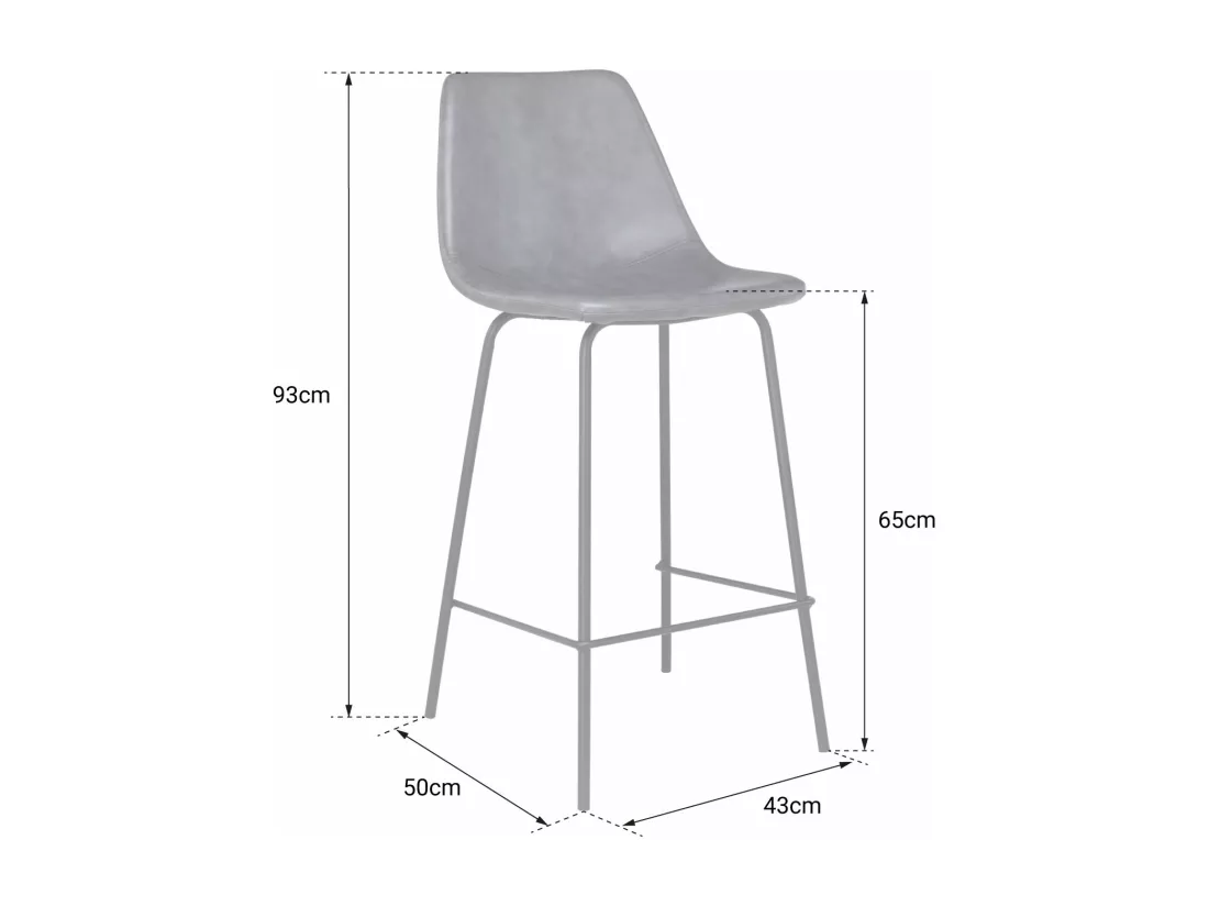 Lot de 2 tabourets de bar vintage LUCIEN marron - Hauteur d'assise 65cm - HAPPY GARDEN