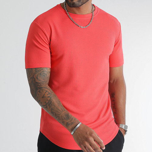 Tee Shirt Texturé Waffle 0410 Corail