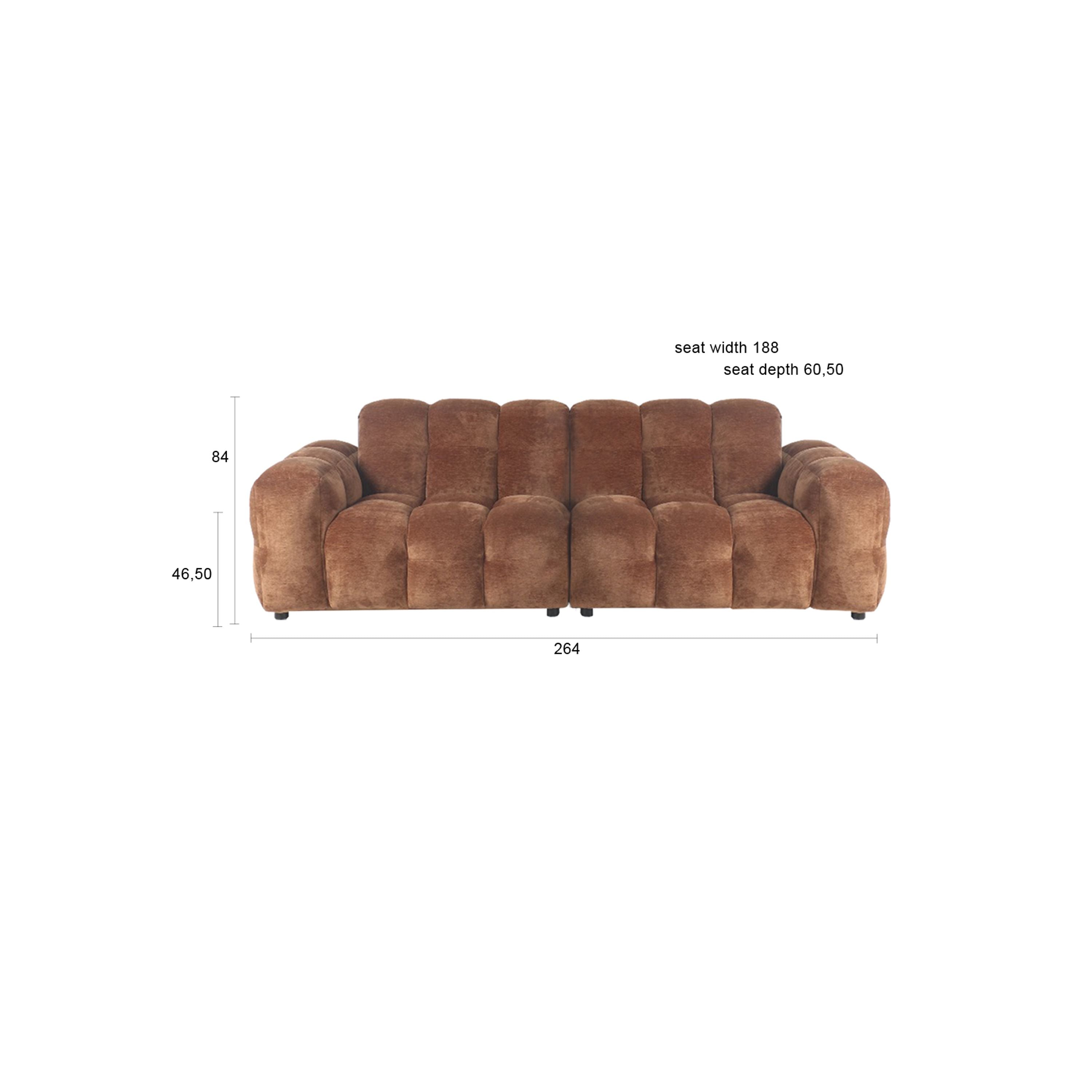 Dutchbone Hackman 3-zitsbank Velours Cognac Bruin