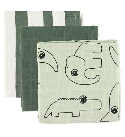 Done By Deer Spucktücher - 3er-Pack - 70x70 - Deer Friends Green
