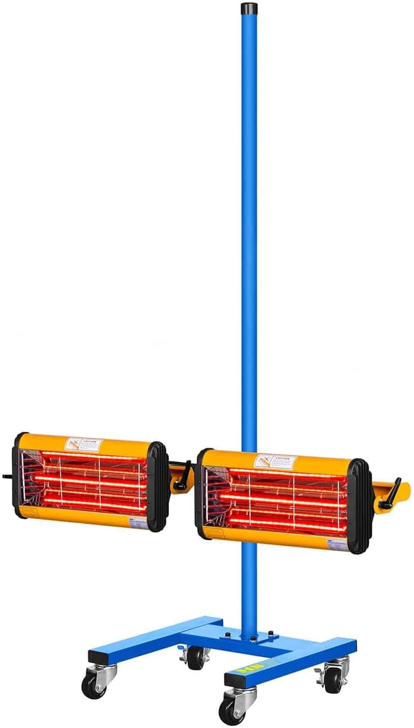 MSW Infrarot Lacktrockner mit Ständer 2200 W 2 Strahler 40-100 °C Trocknungsfläche 800 x 800 mm Timer Autolack Strahler Aushärtungslampe