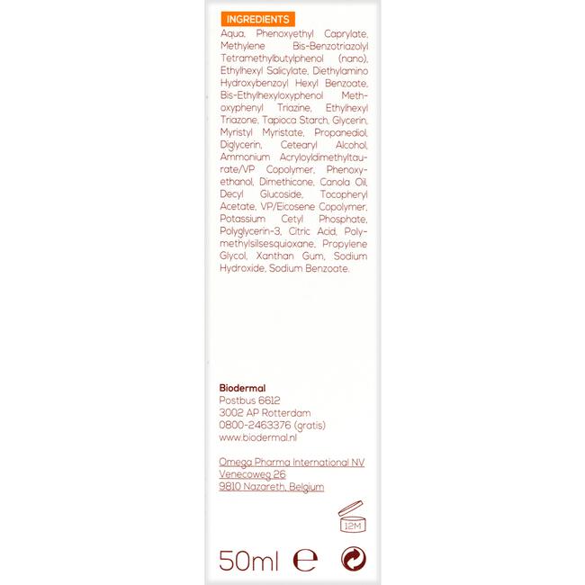 Biodermal Zonnecrème voor het Gezicht Gevoelige Huid SPF 50+ 50 ML