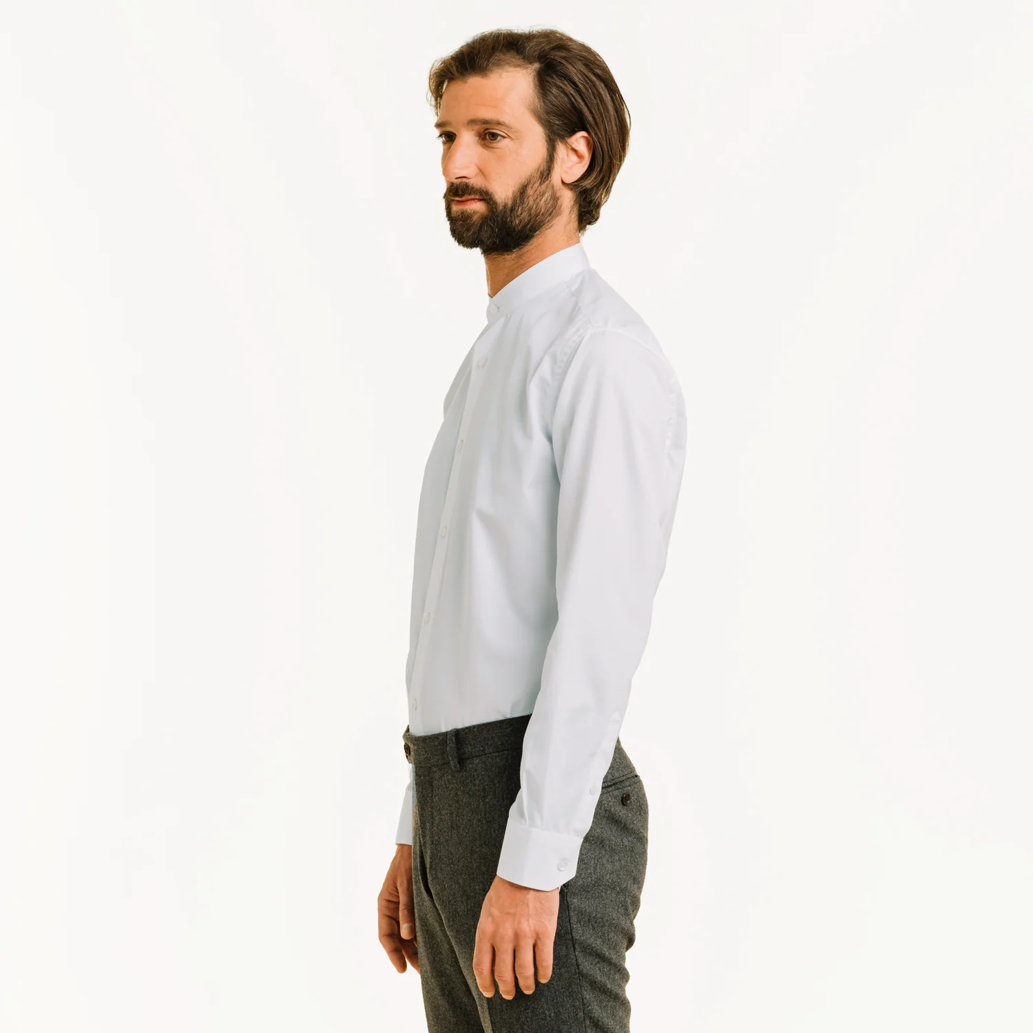 Fitted shirt in white double-twisted poplin