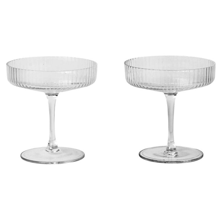 Ferm Living Ripple champagne glas set van 2 Clear