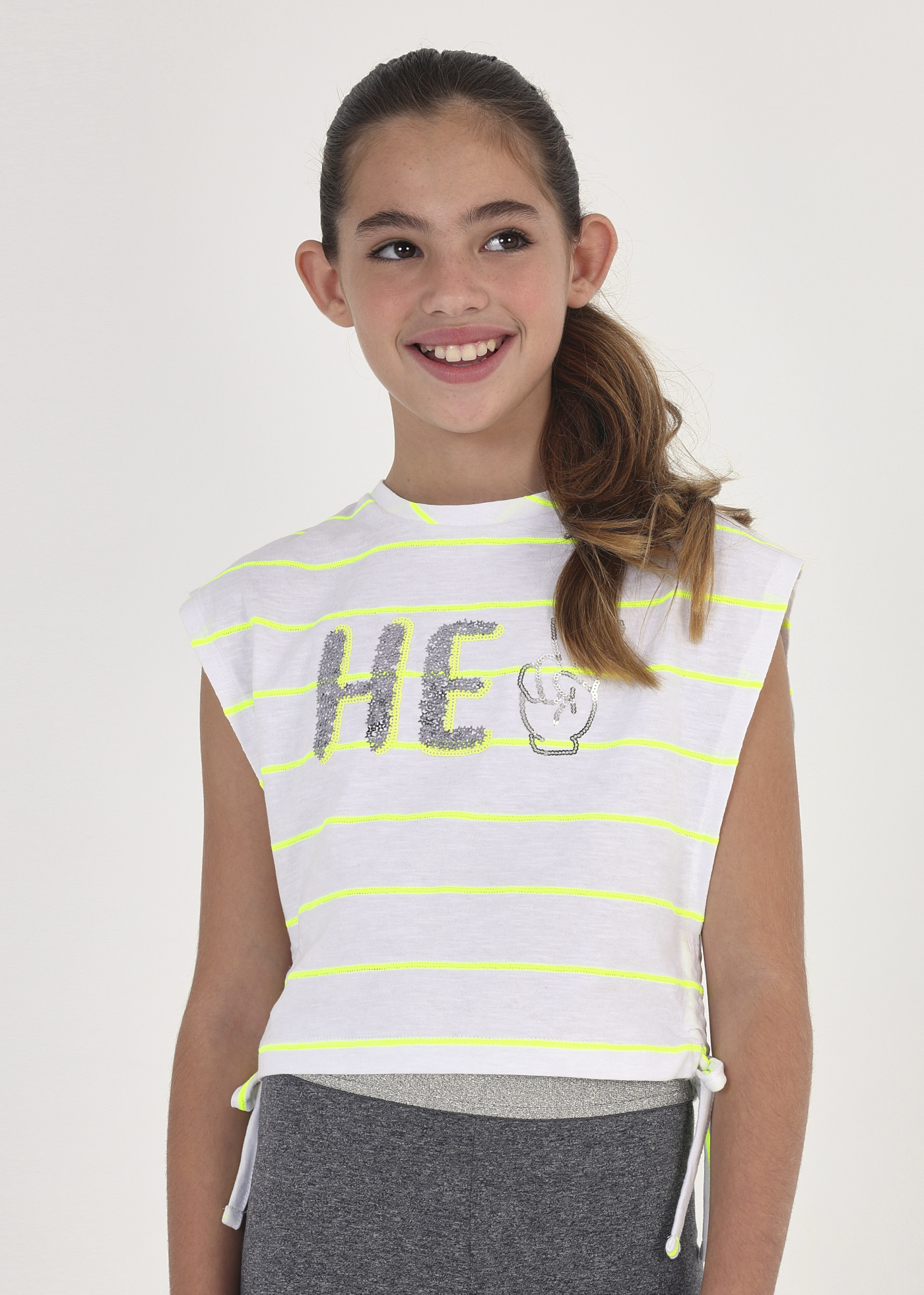Blusa sem mangas com lantejoulas para meninas