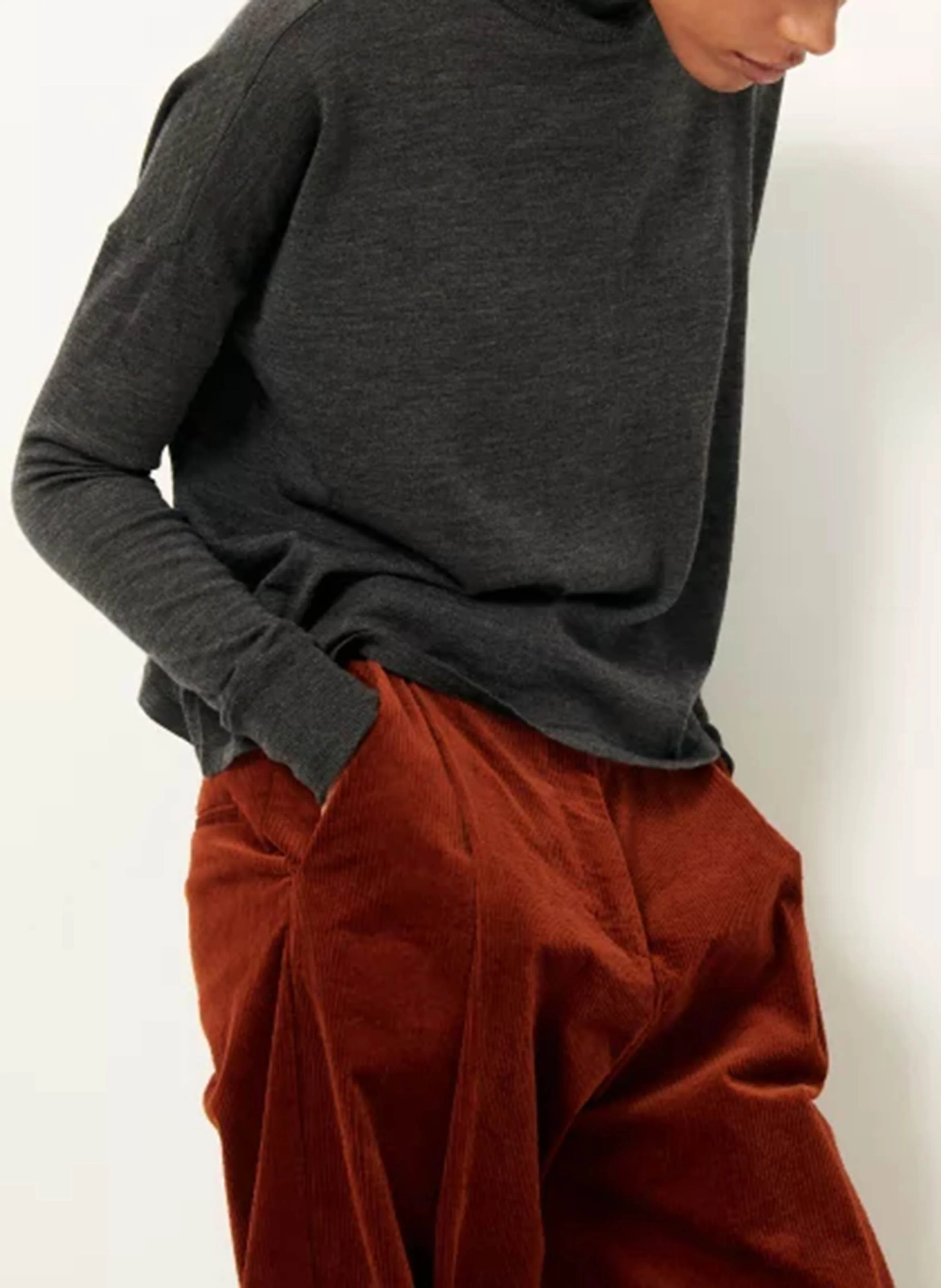 MASSA - Pull ample col montant en laine mérinos | Gris